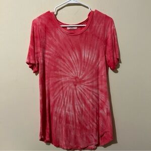 Zenana Tie Dye T Shirt Womens Small Pink White Hippie Fun Casual Cottagecore Art